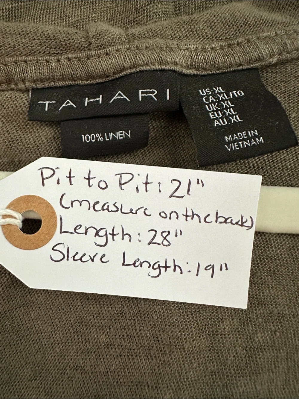Tahari 100% Linen Hooded Cardigan - Picture 6 of 6